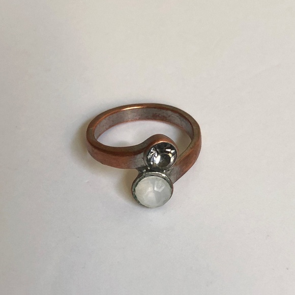 Vintage silvertone, copper and glass ring size 8 1/2 - Picture 7 of 7